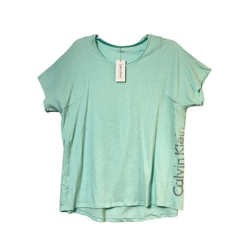 Calvin Klein T Shirt Womens Plus Size 2X Mint Green Solid Crew Neck Short Sleeve